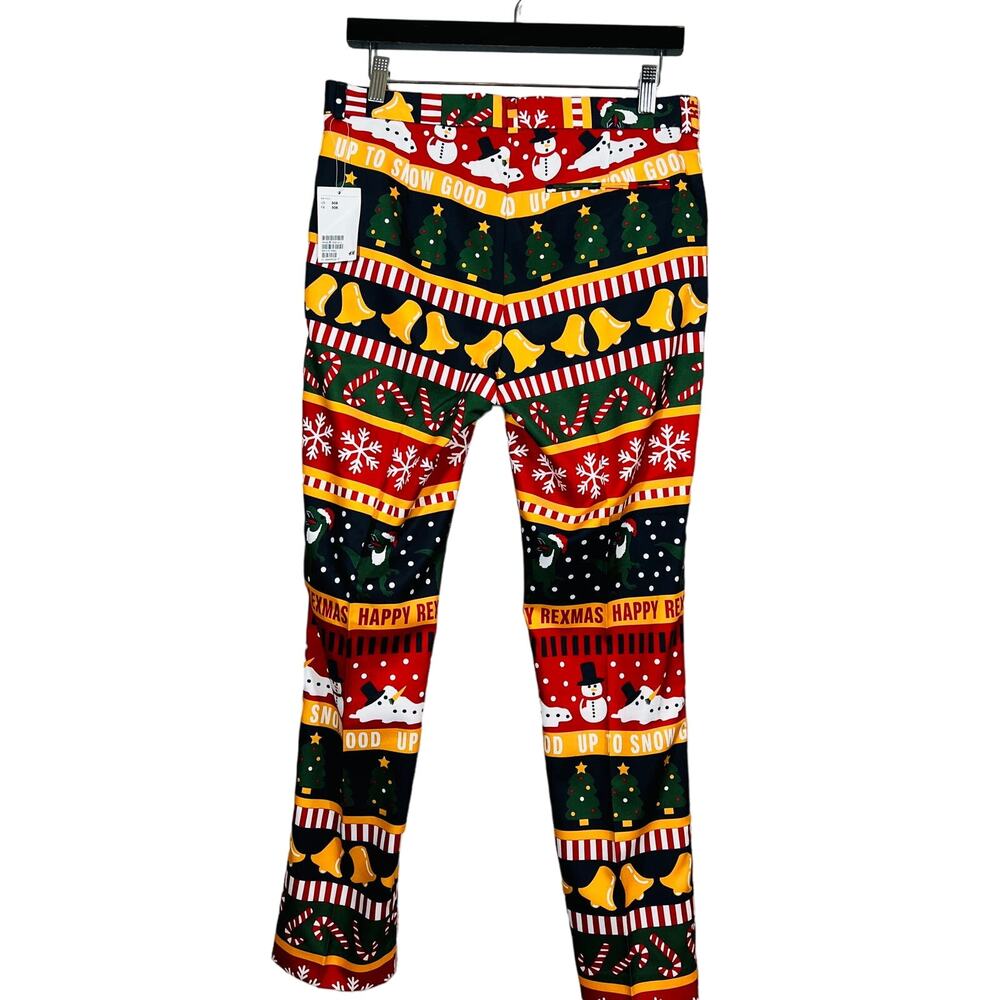 NEW! H&M Dinosaur Christmas Pants T-Rex Rexmas Casual Funny Ugly - 30R